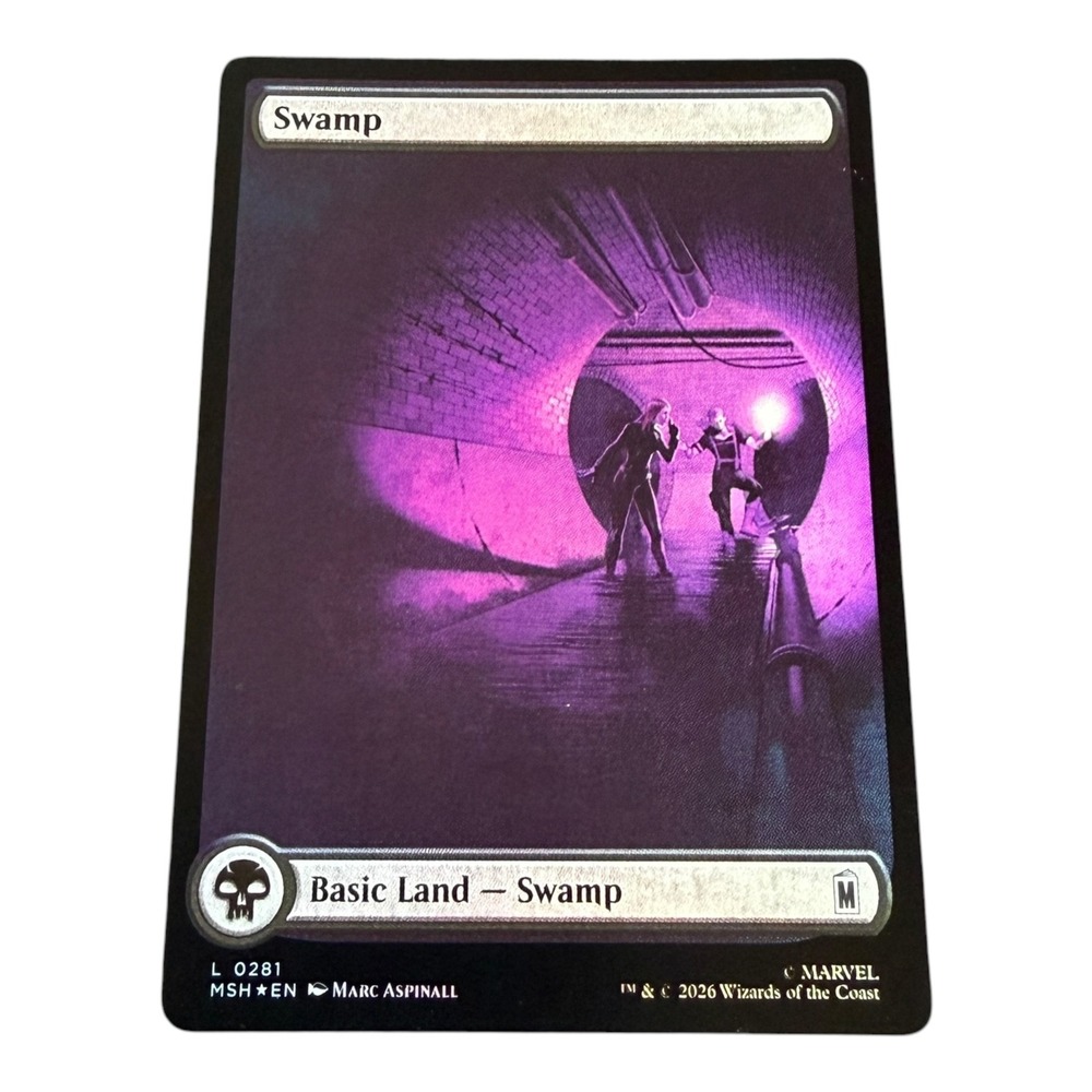 MTG Swamp Marvel Secret Lair 0281 Marc Aspinall Basic Land Black Mana Card